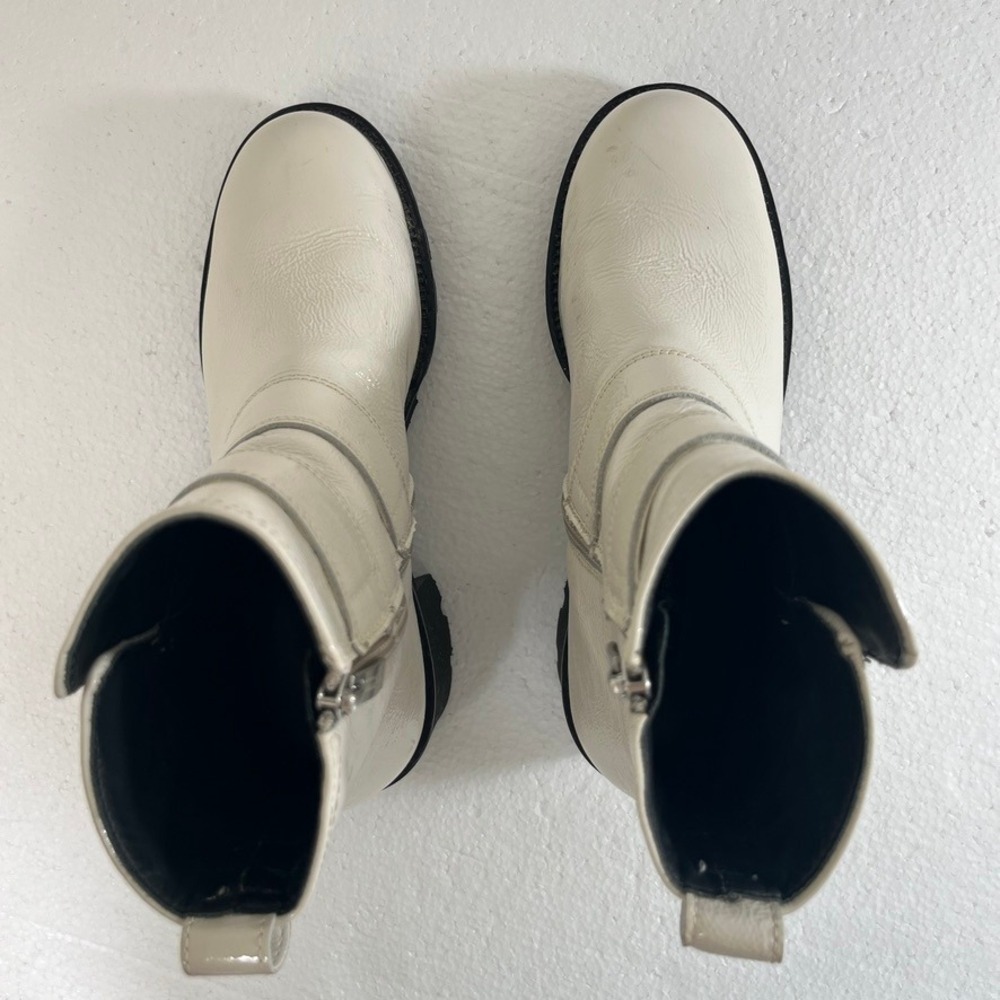 Paul‎ Green Ankle Boots Womens White Sz 6 Block Heel Buckle Accents Zip Up - Picture 14 of 15